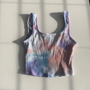 No tag, small tie dye crop top. True to size.